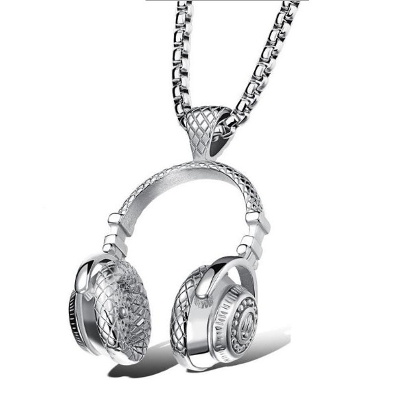 Fashion Rock Hip Hop Jewelry Men Necklace Stainless Steel DJ Music Headphone Pendant Necklaces Cool Gifts Mens Jewellery_voghion.com