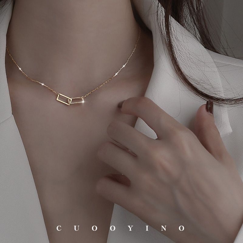Korean-Inspired Square Clavicle Chain - Simple Elegant Women's Necklace_voghion.com