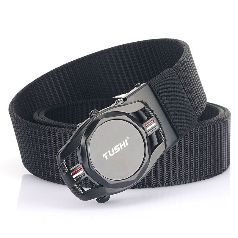 Automatische heren leren riem tandloze legering gesp nylon geweven riem outdoor tactische casual canvas riem groothandel_voghion.com