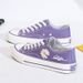 Scarpe casual in tela stile coreano Uzzang con scollatura bassa viola e margherite_voghion.com