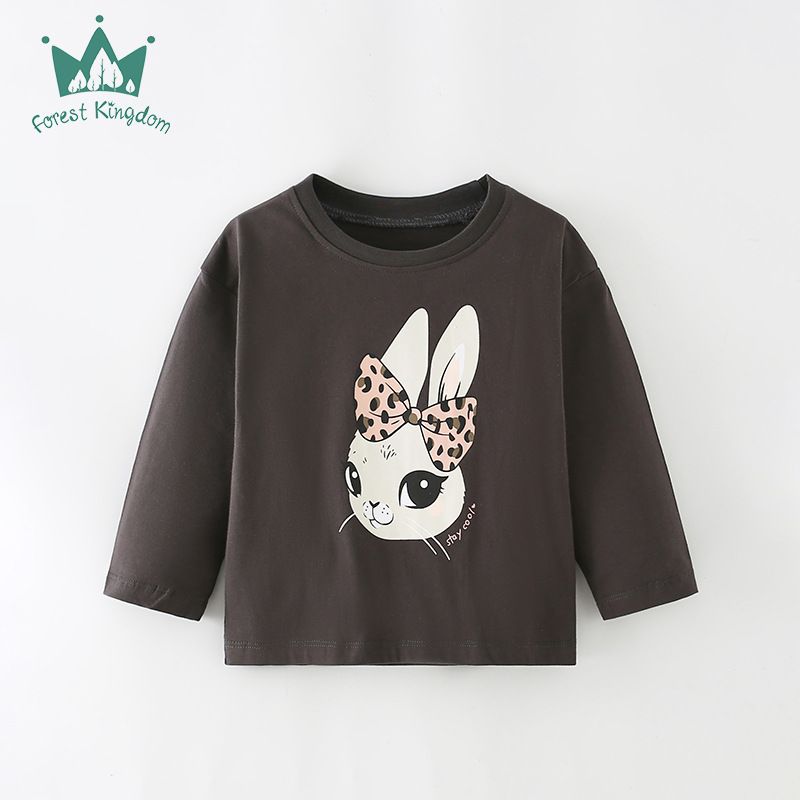 Camiseta de manga comprida para meninas outono desenho animado coelho camisa base infantil para crianças pequenas_voghion.com