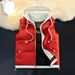Youth Winter Hooded Vest – Thick Cotton Sleeveless Jacket, Fake Two-Piece Design (White/Black/Caramel/Brown/Red, L-5XL)_voghion.com