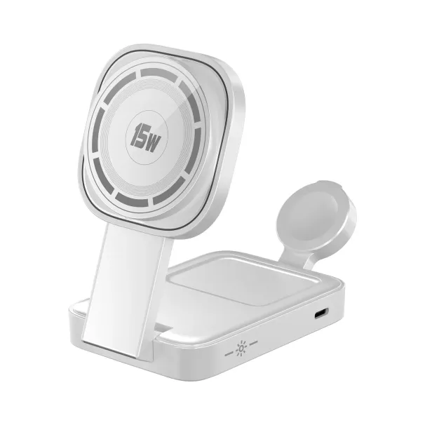 3 In 1 Foldable Magnetic Wireless Charger Pad Stand For Mag Safe IPhone 16 15 14 13 12 IWatch 9 8 AirPods Fast Charging_voghion.com