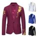 Herrenbekleidung Herrenblazer mit Bronzing-Print Amazon Herrenhochzeitsanzug im lässigen Slim Fit auf Lager X10_voghion.com