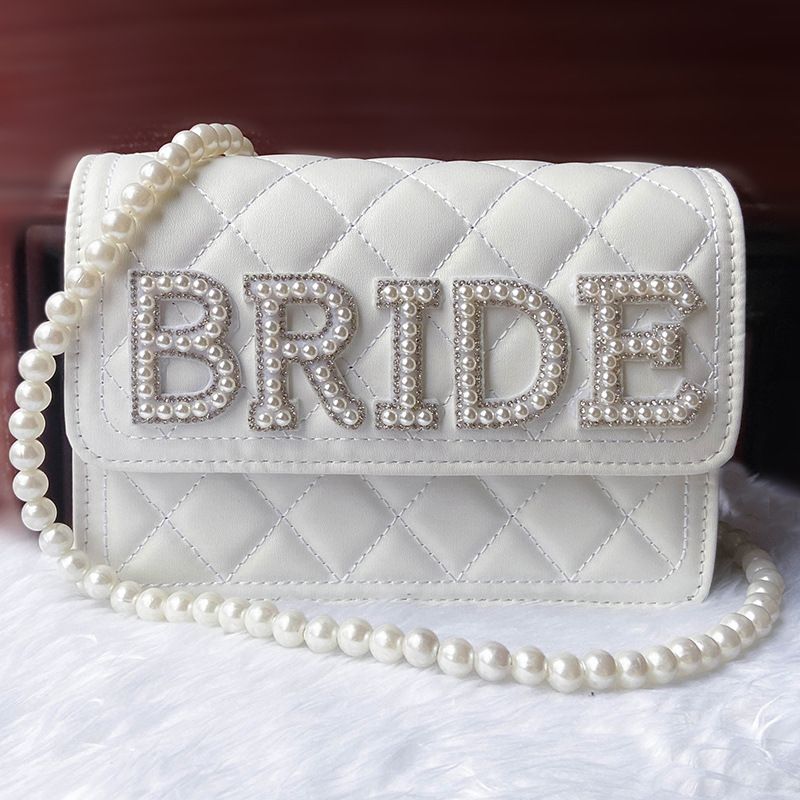 Wifey Ms Bride Brief Brieftasche Perle Umhängetasche Hochzeitsgeschenk Brautdusche_voghion.com