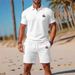 Men's Summer Slim-Fit Polo Shirt & Shorts Set - Breathable Mesh Short Sleeve Embroidered Casual Outfit (White/Navy/Orange/Black/Red/Teal/Army Green_voghion.com