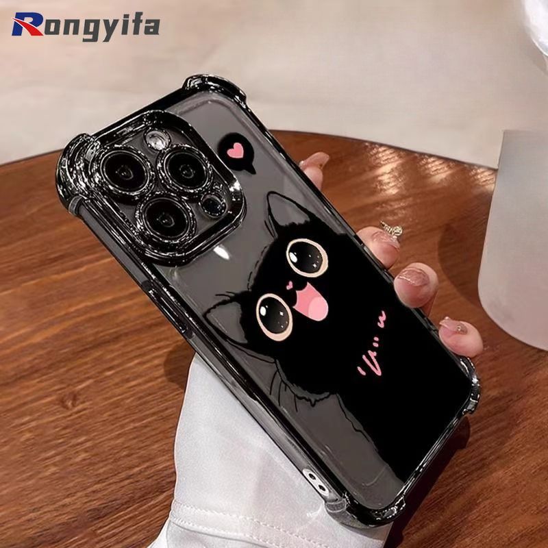 Funda para Vivo V40 Pro Lite X200 Pro Mini Y300 Y200 Pro 5G Y28 Y38 Y18 4G 5G, diseño de gato negro, transparente y suave._voghion.com