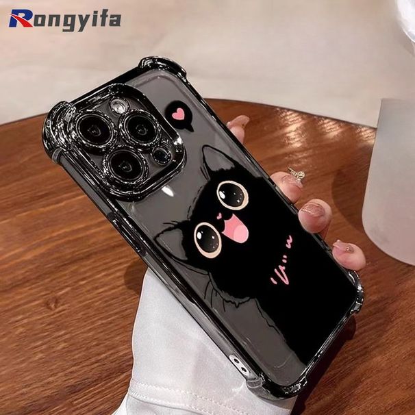 Funda para Vivo V40 Pro Lite X200 Pro Mini Y300 Y200 Pro 5G Y28 Y38 Y18 4G 5G, diseño de gato negro, transparente y suave._voghion.com