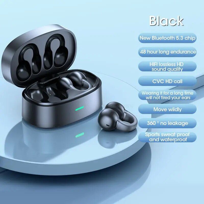 2023 The Same Sound Earthworks Open Ear Headset Wireless Bluetooth 5.3 Earphones Bone Conduct Clip Ear TWS Sport Earbuds_voghion.com