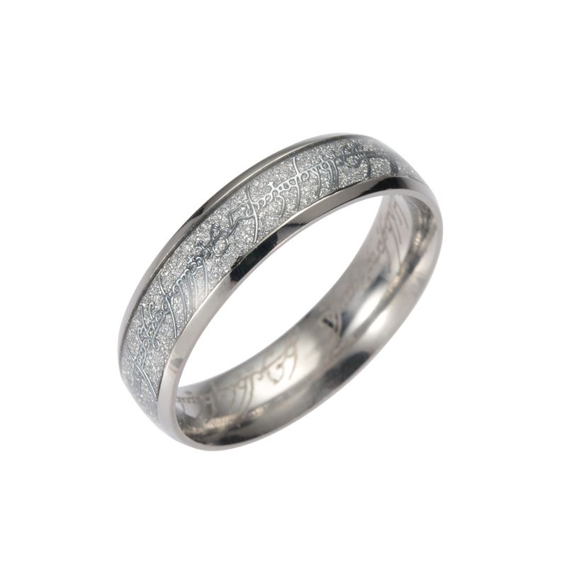 Ring electroplated gold black patch marking Lord of the Rings Titanium steel individual men's and women's ring_voghion.com