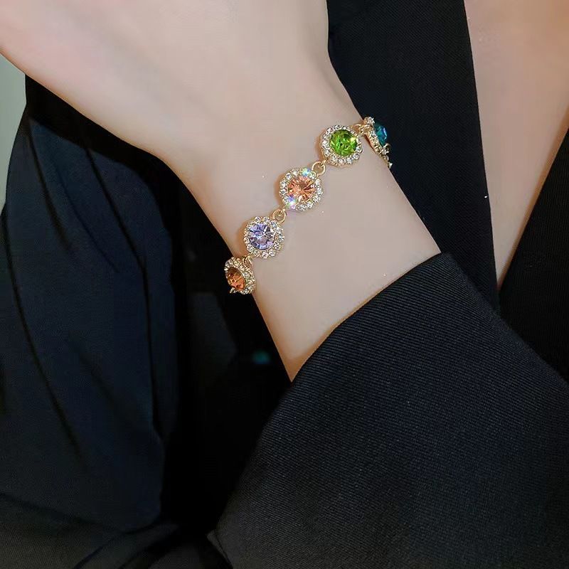 Kleurrijke strass-ketting voor vrouwen, uniek en stijlvol, licht luxe nicheontwerp, hoogwaardige sleutelbeenketting_voghion.com
