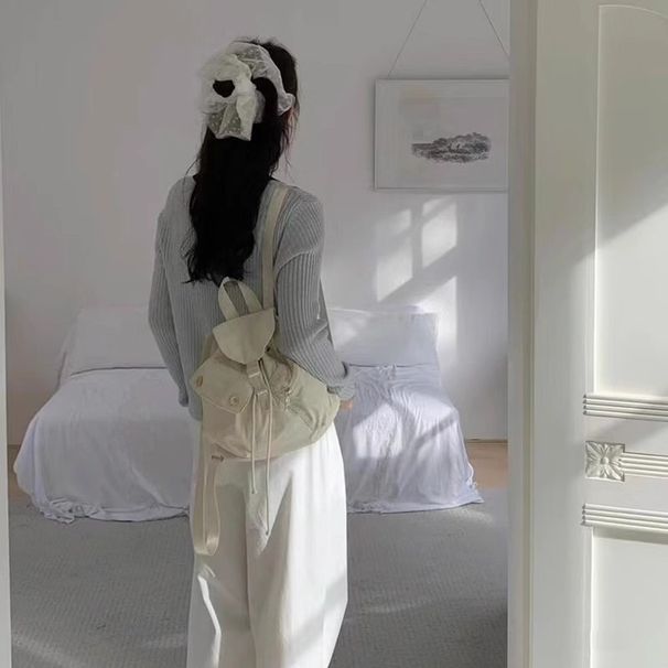 2025 Korean New Trend Design Multi-pocket Nylon Drawstring Women's Multi-function Student Backpack Versatile_voghion.com