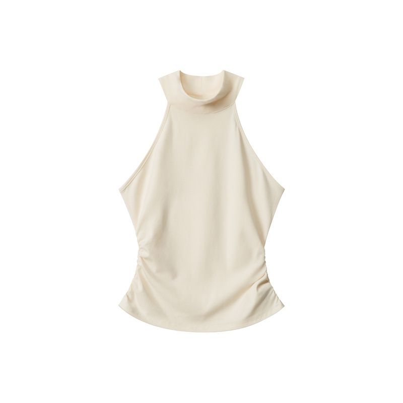 HeyHenry Spice Girl Halbrollkragenpullover Unregelmäßige ärmellose Weste Damen Sommer Taille Skinny Top_voghion.com