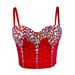 Colorful diamond acrylic, halter top, outer fishbone corset_voghion.com