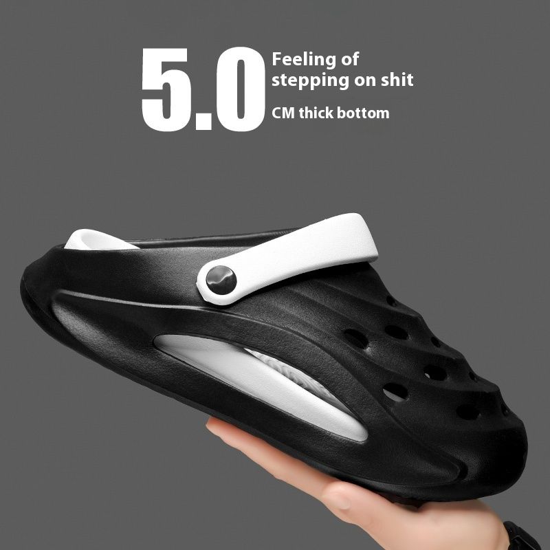 New Fashionable Thick Sole Shit Feeling Hole Beach Shoes Slippers and Tuppers_voghion.com