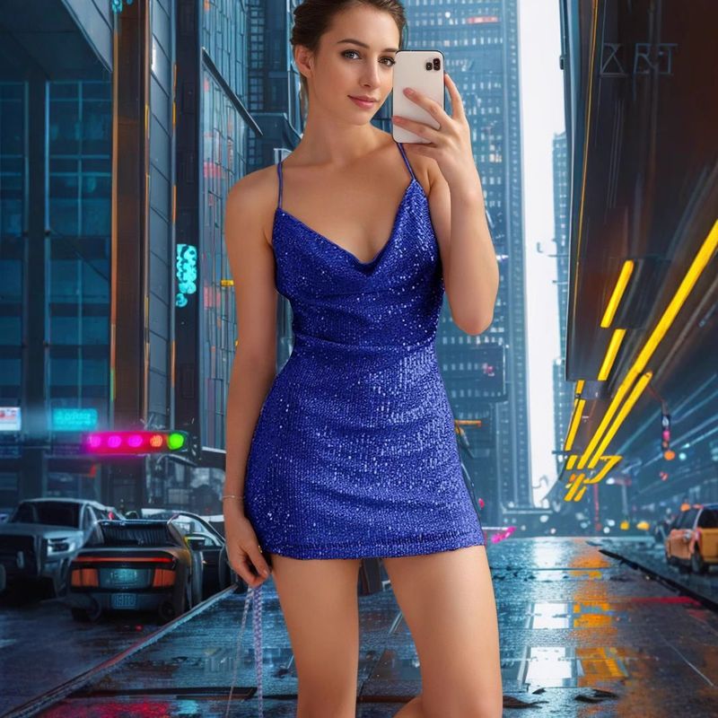 2025 Europäischer und amerikanischer grenzüberschreitender Außenhandel Amerikanischer sexy heißer Mädchen-Pailletten-Hüftrock rückenfreier Pailletten-Hosenträger-Kurzrock_voghion.com