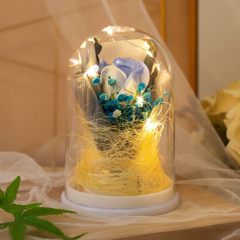 Weihnachten LED Leuchtende Unsterbliche Blume Glasabdeckung Geburtstagsgeschenk Mädchen Muttertag Valentinstag Lehrertag Simulation Rose_voghion.com