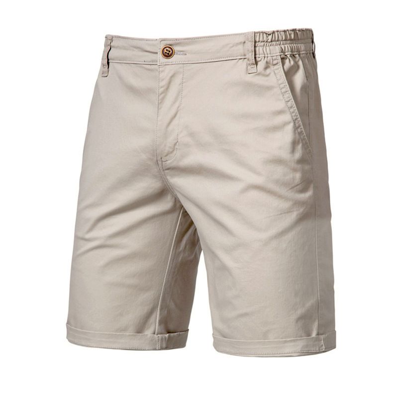 New cotton casual men's straight slim fit five-point shorts solid color men's clothing _voghion.com