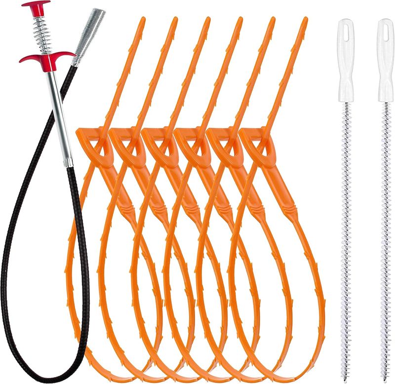 24-Pc Drain Cleaner Set - Snake Auger & Brush | Hair Catcher Tools | EU_voghion.com