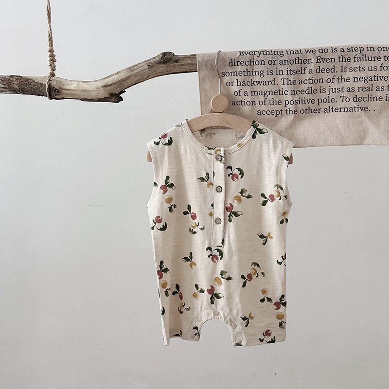 Tutina estiva per neonati da 0 a 3 anni, in puro cotone, con stampa di frutta, stile nordico, corta, per gattonare_voghion.com
