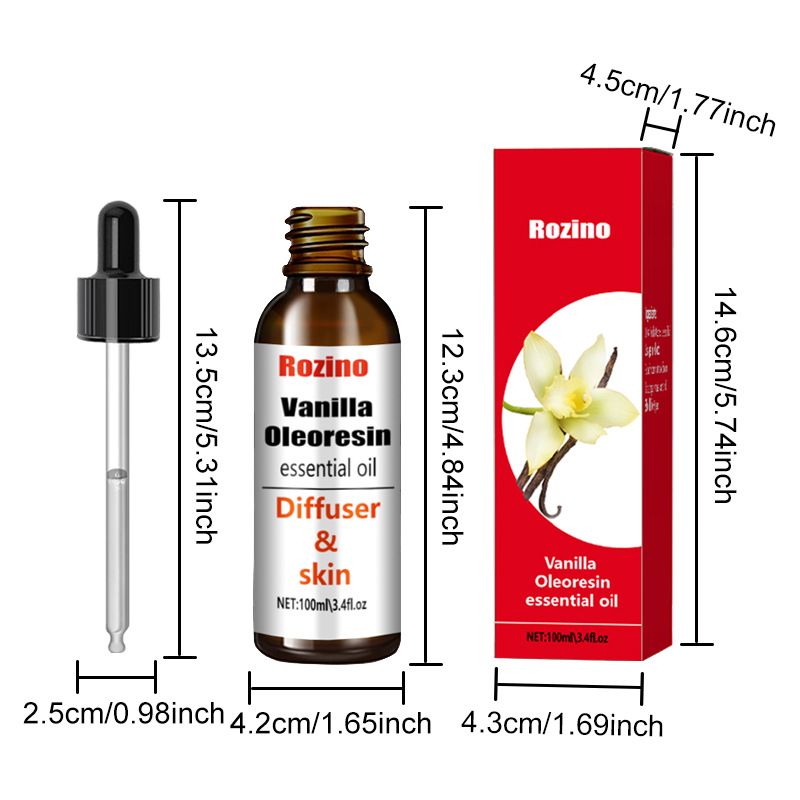Huile essentielle de vanille pure, formule unique naturelle, soin doux et hydratant, huile essentielle de massage aromathérapie_voghion.com