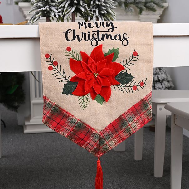 Weihnachten Neue Weihnachten Dekorative Lieferungen Große Rote Blume Leinen Tischläufer Farbe Tischdecke Tischdekoration Spike Tischläufer_voghion.com