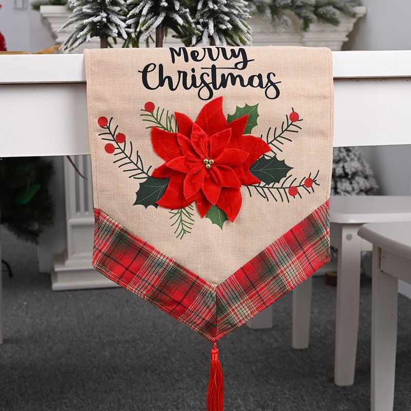 Christmas New Christmas Decorative Supplies Big Red Flower Linen Table Runner  Color Tablecloth Table Decoration Spike Table Runner_voghion.com