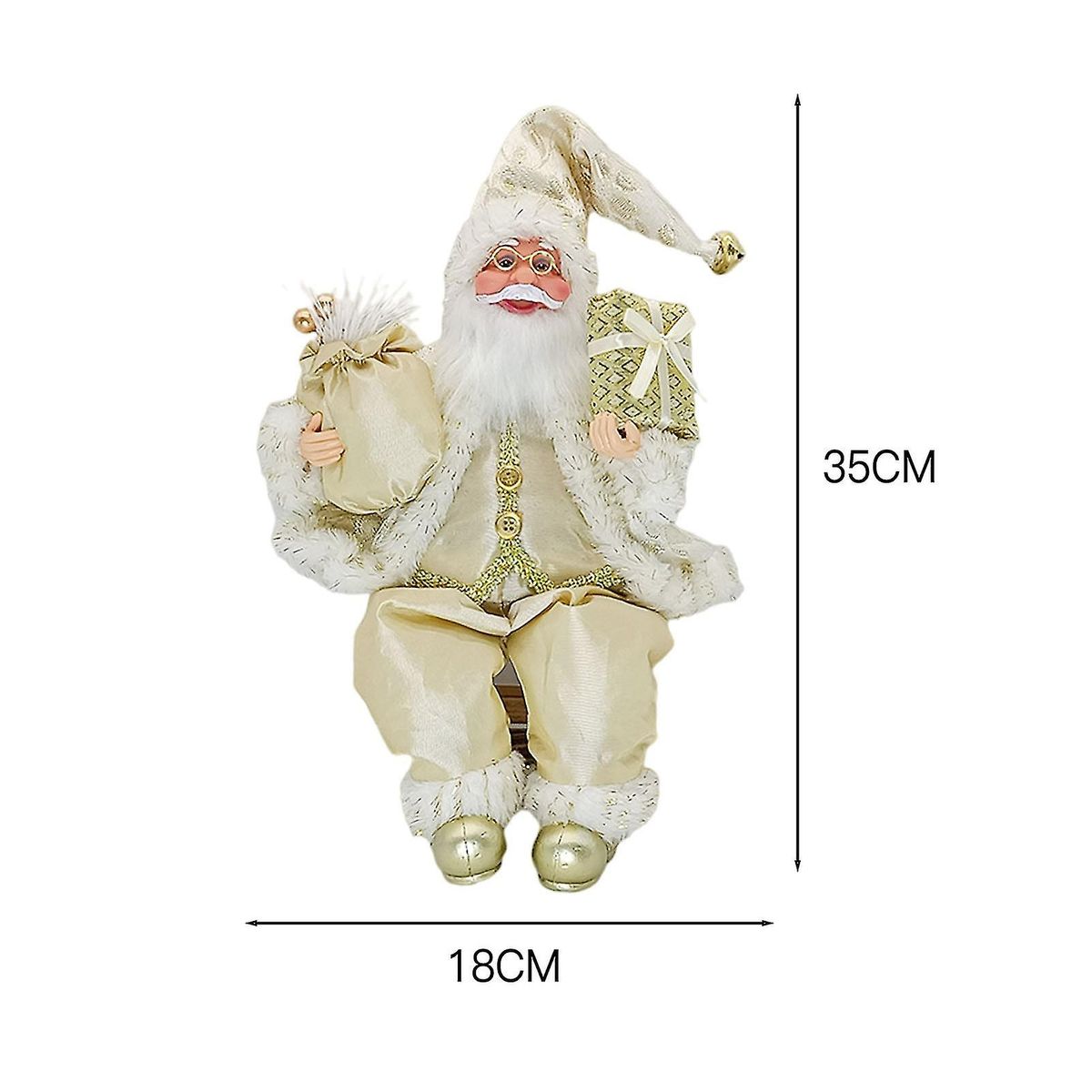 Sitting Santa Claus Plush Figurine Vivid Appearance Cute Doll Ornaments For Christmas Table Fireplace Mantel_voghion.com