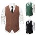Herren Weste Große Größe Business Dunkelgrün Britische Slim Fit Anzug Mittelalter Weste_voghion.com
