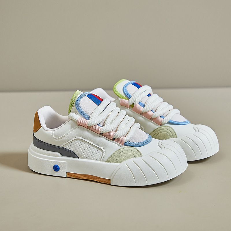 2025 Spring New White Sneakers Korean Style Ins Female Student Thick Sole Height Increasing Sports Trendy Casual Board_voghion.com