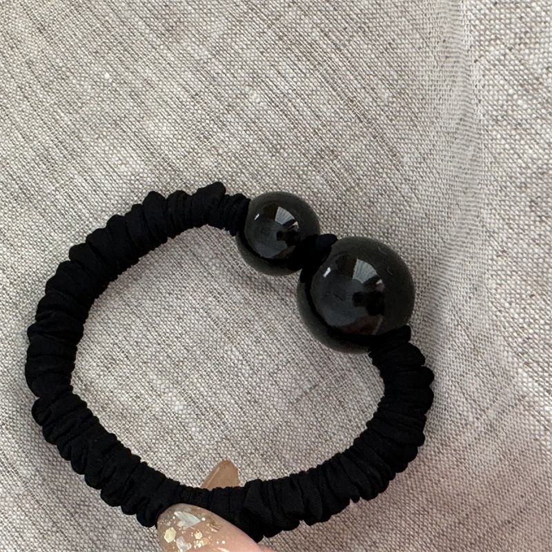 Fascia per capelli in stile coreano con piccole perline e intestino tenue, semplice fascia per temperamento, fascia elastica in gomma resistente da donna, fascia da donna con pallina da cravatta, custodia in pelle_voghion.com