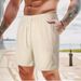 Ανδρικά Ρούχα Νέο καλοκαιρινό μονόχρωμο αθλητικό παντελόνι με κορδόνια, απλό σορτς πέντε σημείων από κοτλέ, ανδρικό σορτς με πολλές τσέπες, casual παντελόνι_voghion.com