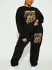 Plus Size Women's Fashionable All-match Round Neck Sweater Set Letters Cartoon Characters Printed_voghion.com