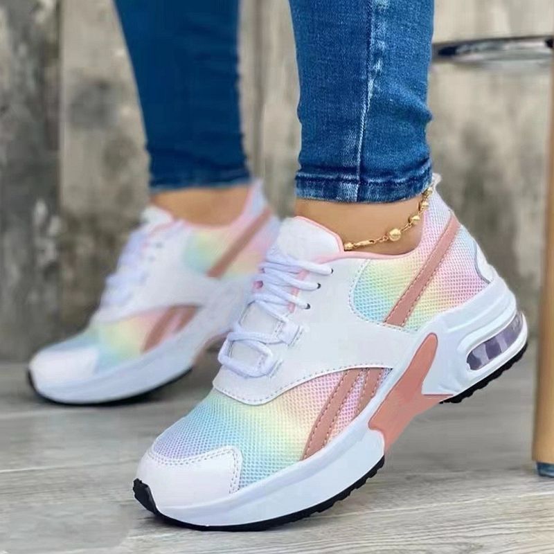 New Ladies Sneakers Lace Up Wedge Heel Vulcanized Shoes Thick Sole Air Cushion Casual Shoes Large Size 43 Women's Shoes A0090_voghion.com