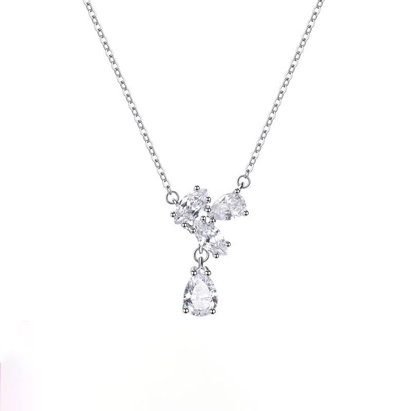 Sterling VENUS Sier Circon Flower Grace Ogrlica za ženske Girl Temperament Banket Jewelry Dropshipping_voghion.com