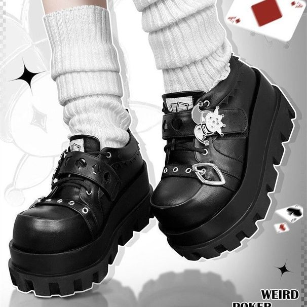 Weird Poker GURURU Original Y2k Subculture Clown Poker Theme Punk Hottie Soft Soled Thick Soled Shoes_voghion.com