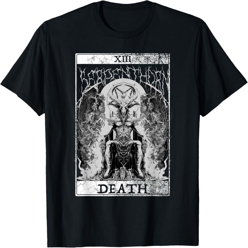 Baphomet Gizli Şeytan Keçi Kafası Tarot Kartı Ölüm Kutsal Olmayan Tişört._voghion.com
