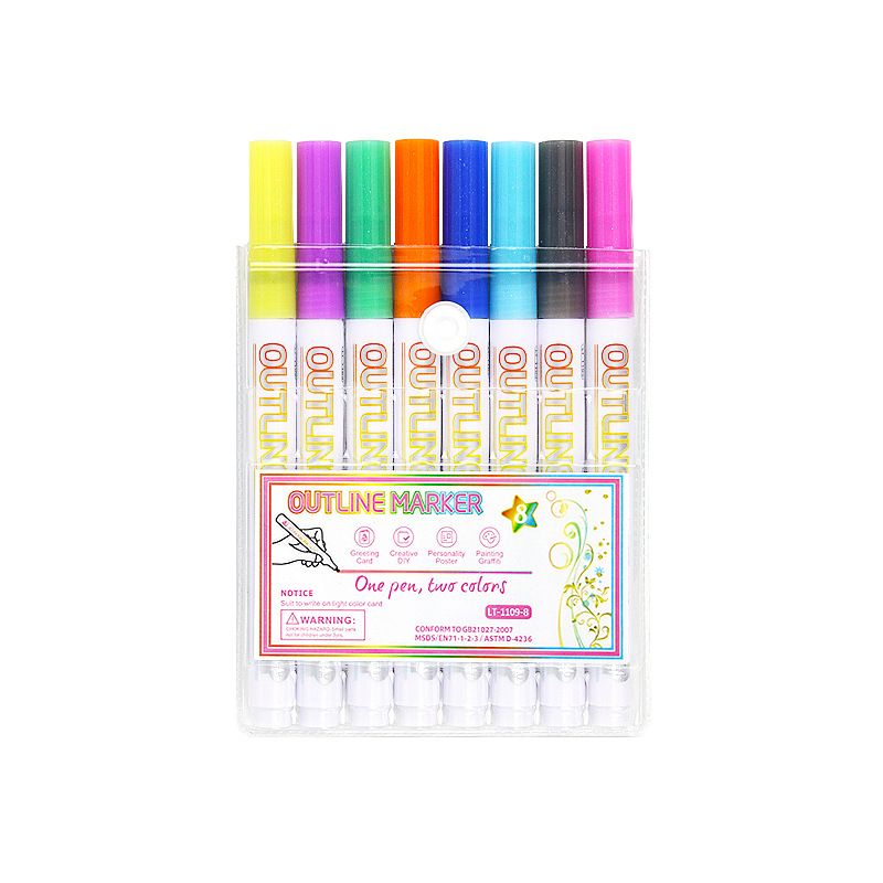 Stilou contur cu linie dublă, metal Fantasy, 24 de culori, manual DIY de Crăciun, felicitare, ziar scris de mână, marker cu gel special_voghion.com