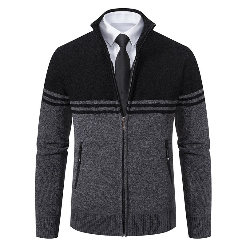 2023 Stand-up Kragen Jackett verdickt Laangärm Moud Pullover Casual Business Cardigan Männermantel Pullover_voghion.com