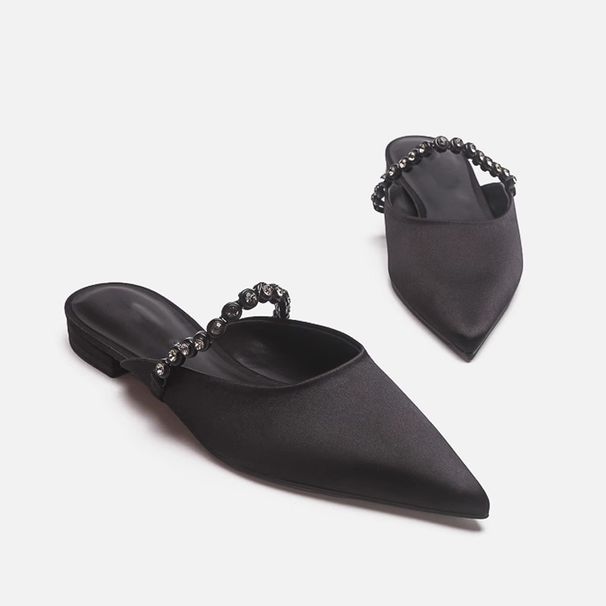 Versione in pelle di pecora ~ Sandali estivi da esterno con punta chiusa color argento, di alta qualità, con punta a punta, stile francese, con mezza punta_voghion.com