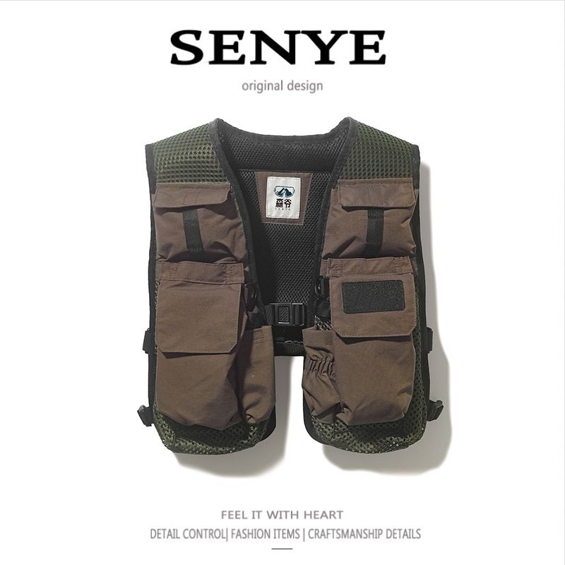 Herrenbekleidung Modemarke Multi Pocket Tactical Patchwork Weste Weste Street Camping Angeln Multifunktionsjacke_voghion.com