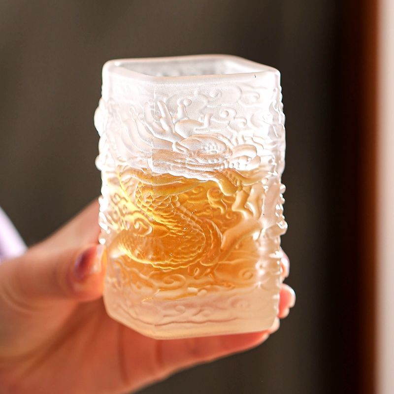 Handmade Relief Dragon Pattern Whiskey Liquor Home Thickened Spirit Glass Wine Cup Sake Drinkware_voghion.com