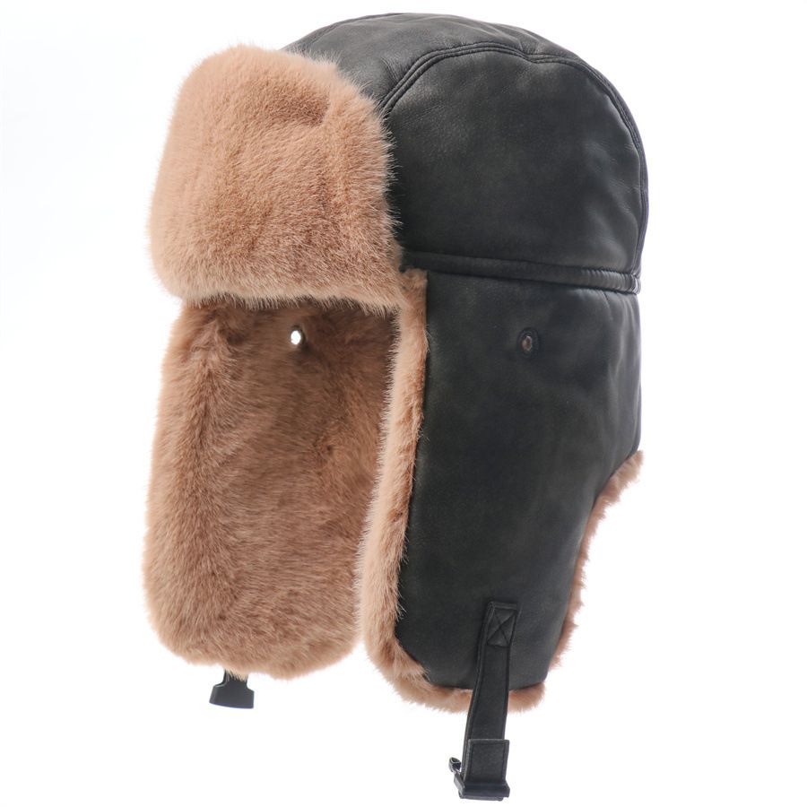 LazyZoom - Gorro de invierno de cuero grueso con protección auditiva, resistente al frío, para ciclismo, resistente al viento y a la nieve, cálido para exteriores_voghion.com