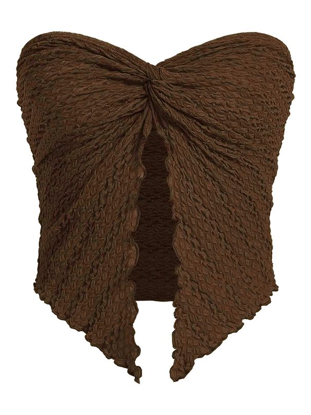 Sieviešu apģērbs Seksīgs krokots vītā cauruļveida tops bez muguras_voghion.com