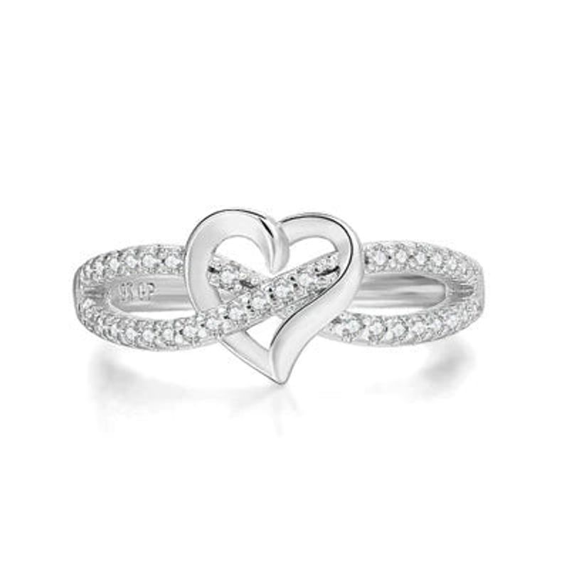 Bague simple en diamant en forme de cœur à la mode_voghion.com