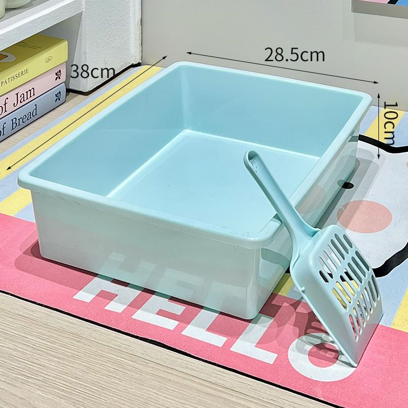 Semi-Enclosed Toilet Square Tray With Scoop Pet Store Cat Litter Box_voghion.com