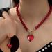 Jewelry Sets Necklace Earring Set Ring Bracelet Set 1 Red Heart Necklace And Earrings Set Niche Classic Elegant Celebration Gift For Valentine's Day_voghion.com