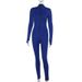 Tuta aderente a vita alta con maniche lunghe - Completo intero comodo ed elegante per donna (blu, S/M/L)_voghion.com