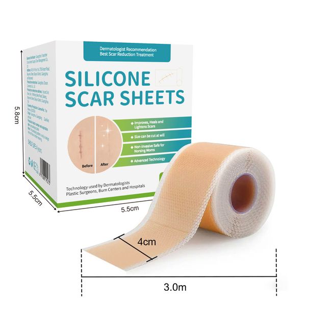 Silicone Scar Sheets, 1 Roll Reusable Scar Removal Sheet, Professional Scar Removal Tape For C-section, Surgery, Burns, Keloids, Acne, Scarbandages_voghion.com
