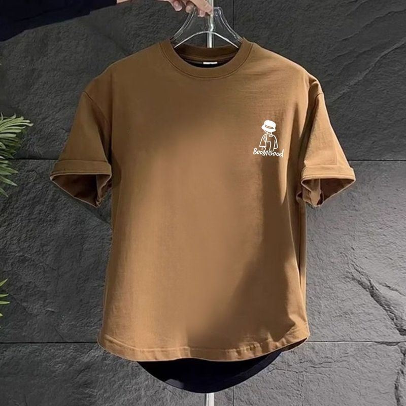 T-shirt à manches courtes pour homme, haut de gamme, décontracté, imprimé pur coton, été 2025, marque tendance et polyvalent_voghion.com